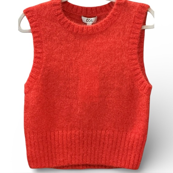 NWT COS Mohair / Wool Blend Sweater Vest Orange ASO Wednesday / Size XS - Picture 4 of 7